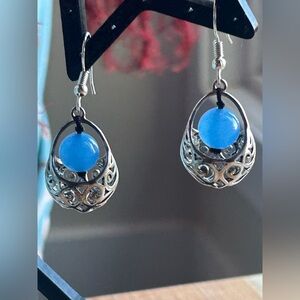 💙Chic Silver & Blue Filigree Earrings